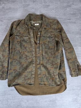 Madewell Camo Button-Up Shirt Jacket - Olive Brown Camo